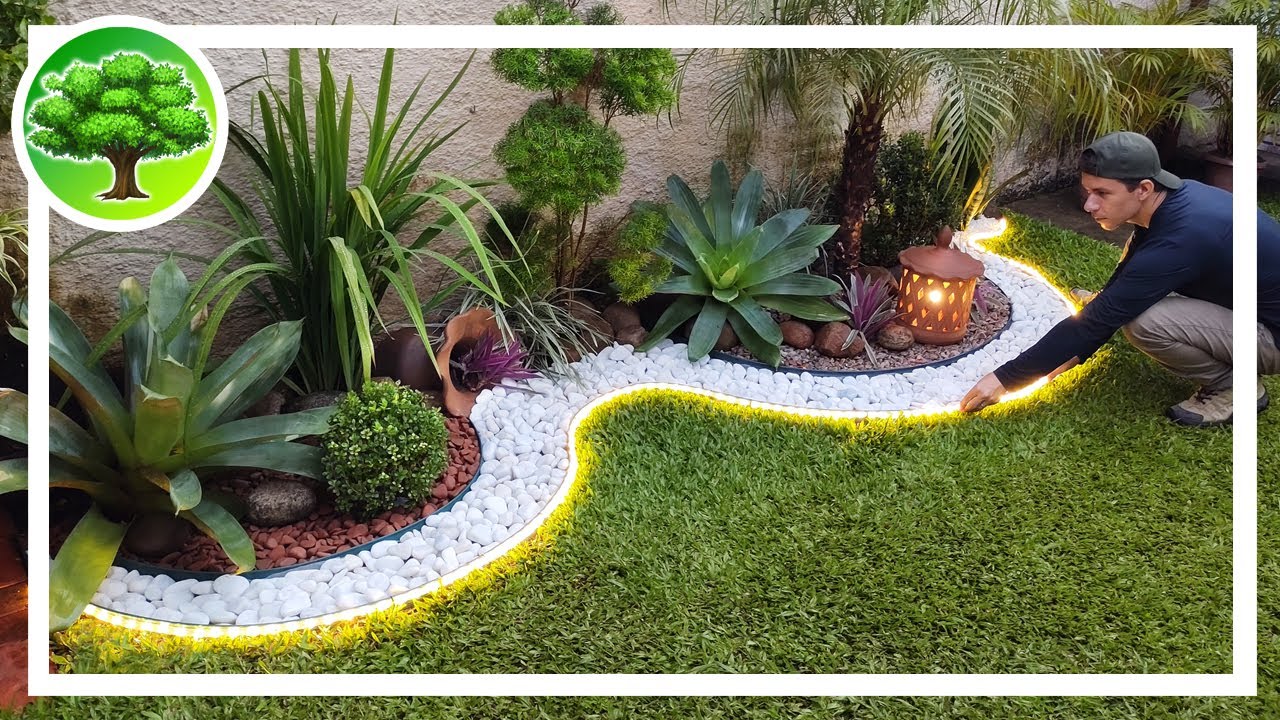 
Jardim com borda de LED